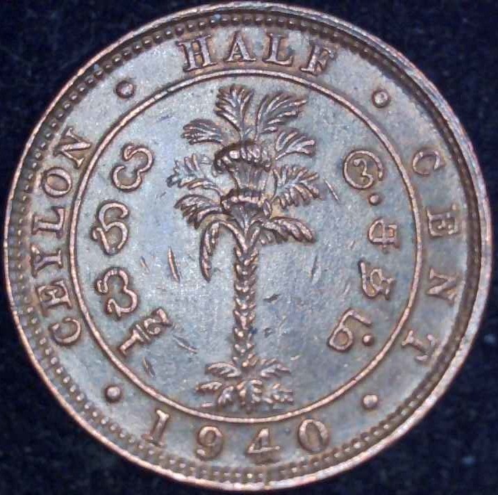 Ceylon - 1940 - 1/2 Cent - KM10