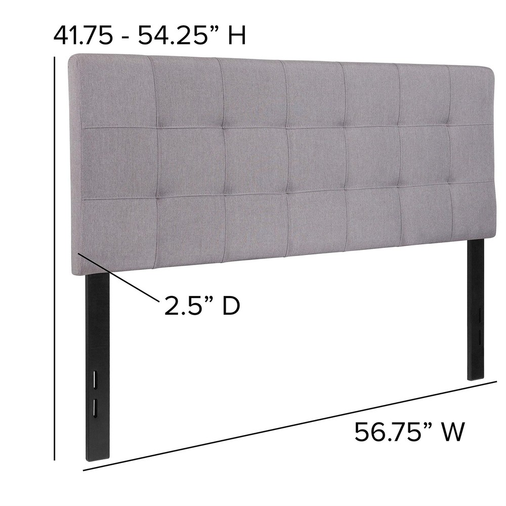 Bowery Hill Modern Tufted Full Panel Headboard in Light Gray