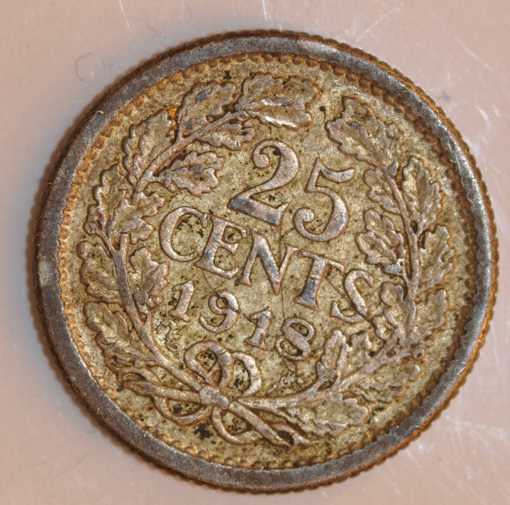 1918 Netherlands Twenty Five Cent