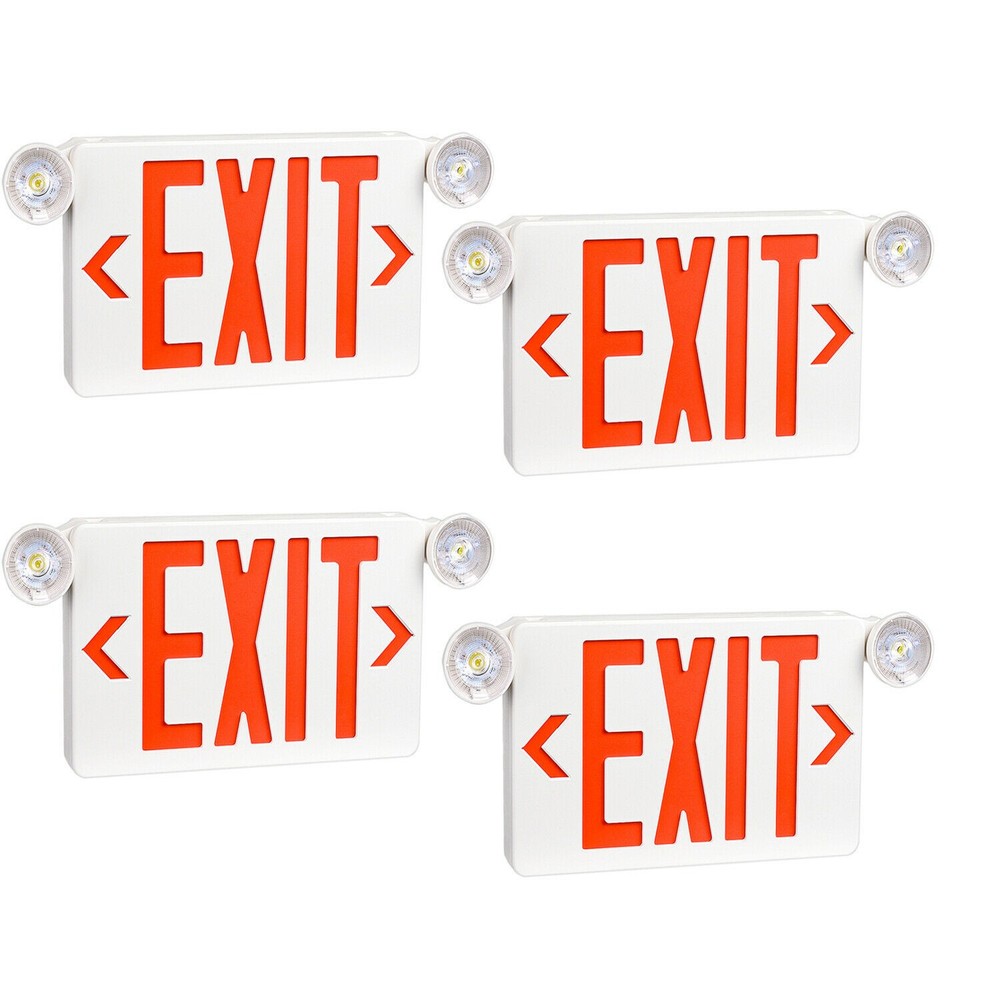 4Pack Red LED Exit Sign,UL-Listed Emergency Light -Dual Lamp ABS Fire Resistance