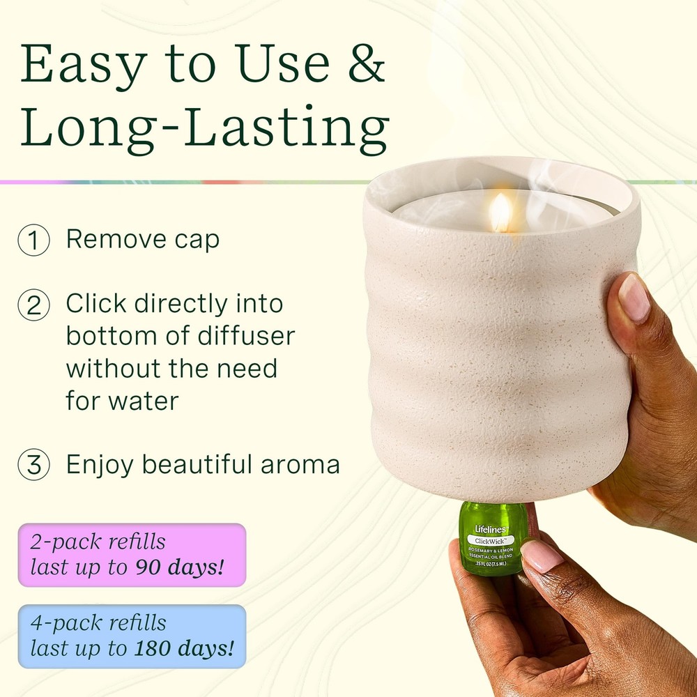 ClickWick Essential Oil Blends for Diffusers, 4-Pack Discovery Set - Essentia...