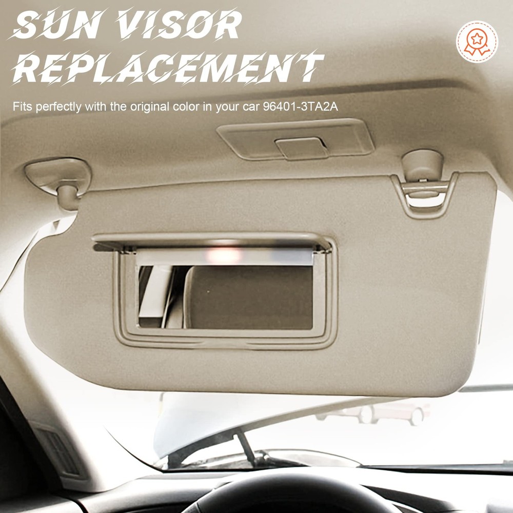 Beige Driver Left Side Sun Visor Replacement Side,