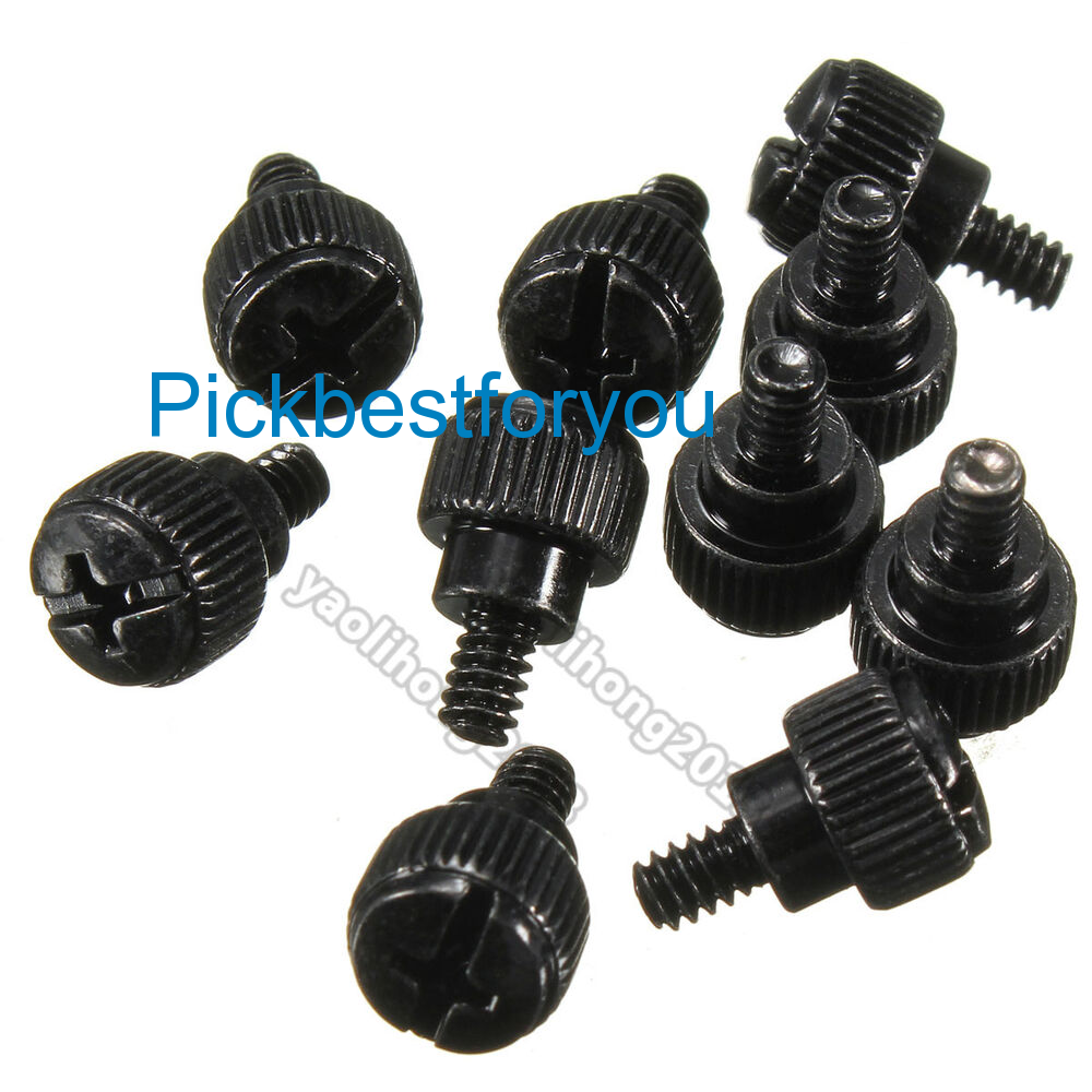 10pcs Computer Desktop PC Case Thumb Screws Black Metal Size 6/32 Thread #U18 YG