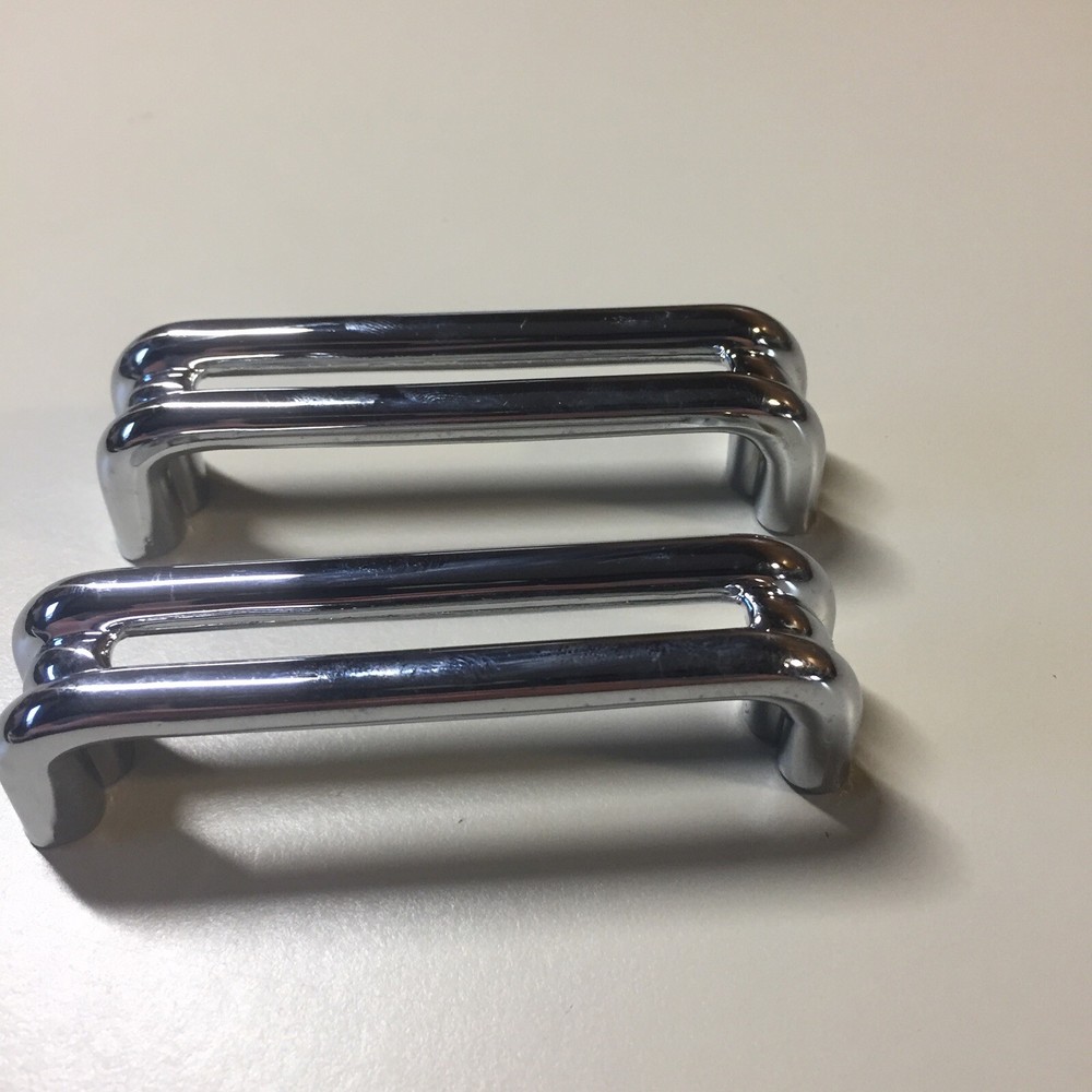 2 Vintage KBC Chrome Split Bar Drawer Pull Mid Century Style Lot M