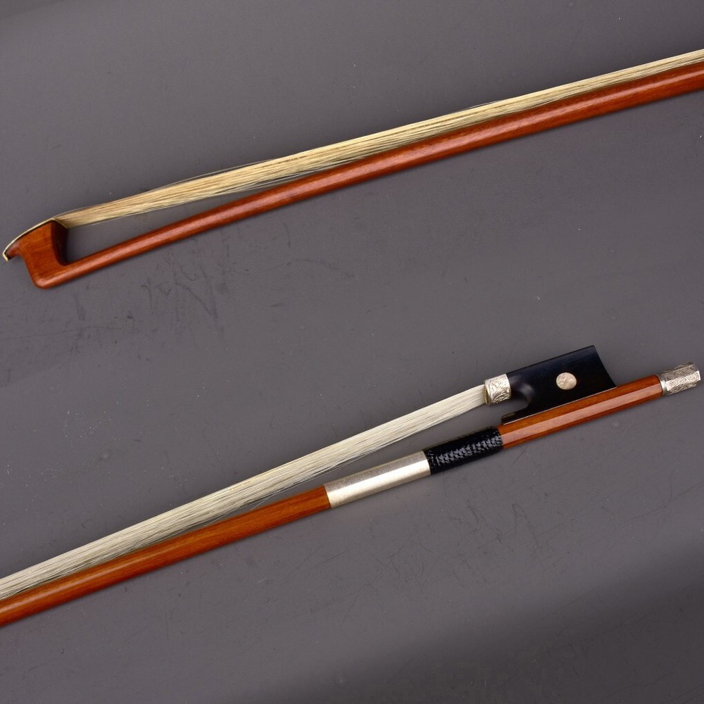 Master E.SARTORY Copy Pernambuco Violin Bow 4/4 Ebony Big Eye Carved Silver Fast