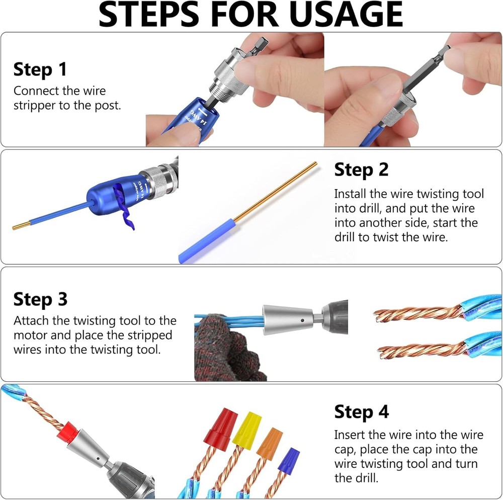 Wire Stripper for Drill Wire Stripping and Twisting Tool Upgrade Electrical NEW