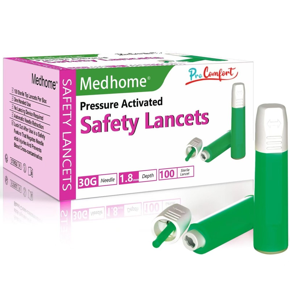 Safety Lancets, Pressure-Activated,Single use,for Comfortable Blood Testing (...
