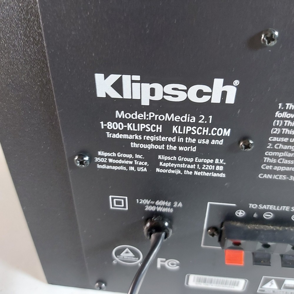 Klipsch ProMedia 2.1 Computer Speaker System UNTESTED FOR PARTS READ