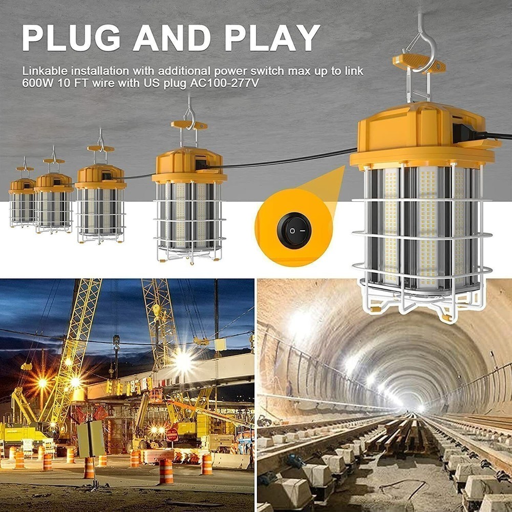 80W LED Temporary Work Light Portable Linkable Construction Job Site Light 5000K