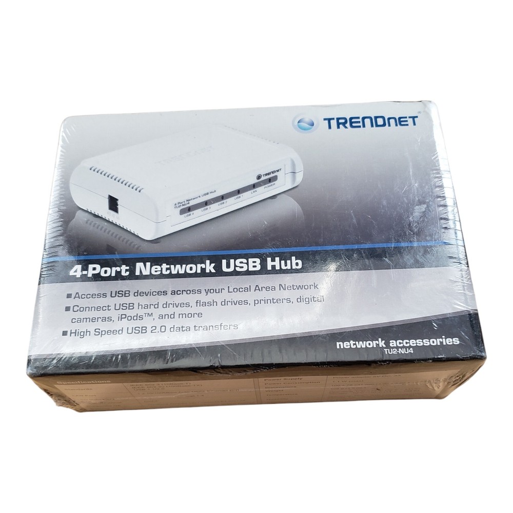 TRENDnet 4-Port Network USB 2.0 Hub TU2-NU4 - White