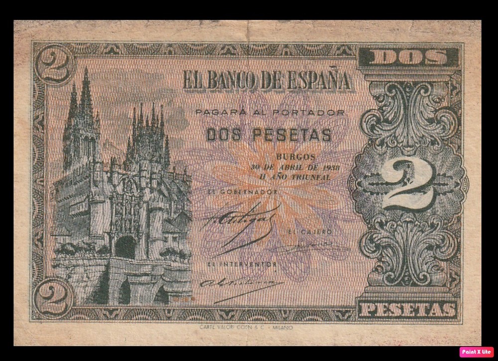 Spain, 2 Pesetas, 1938,  P-109, Banknote