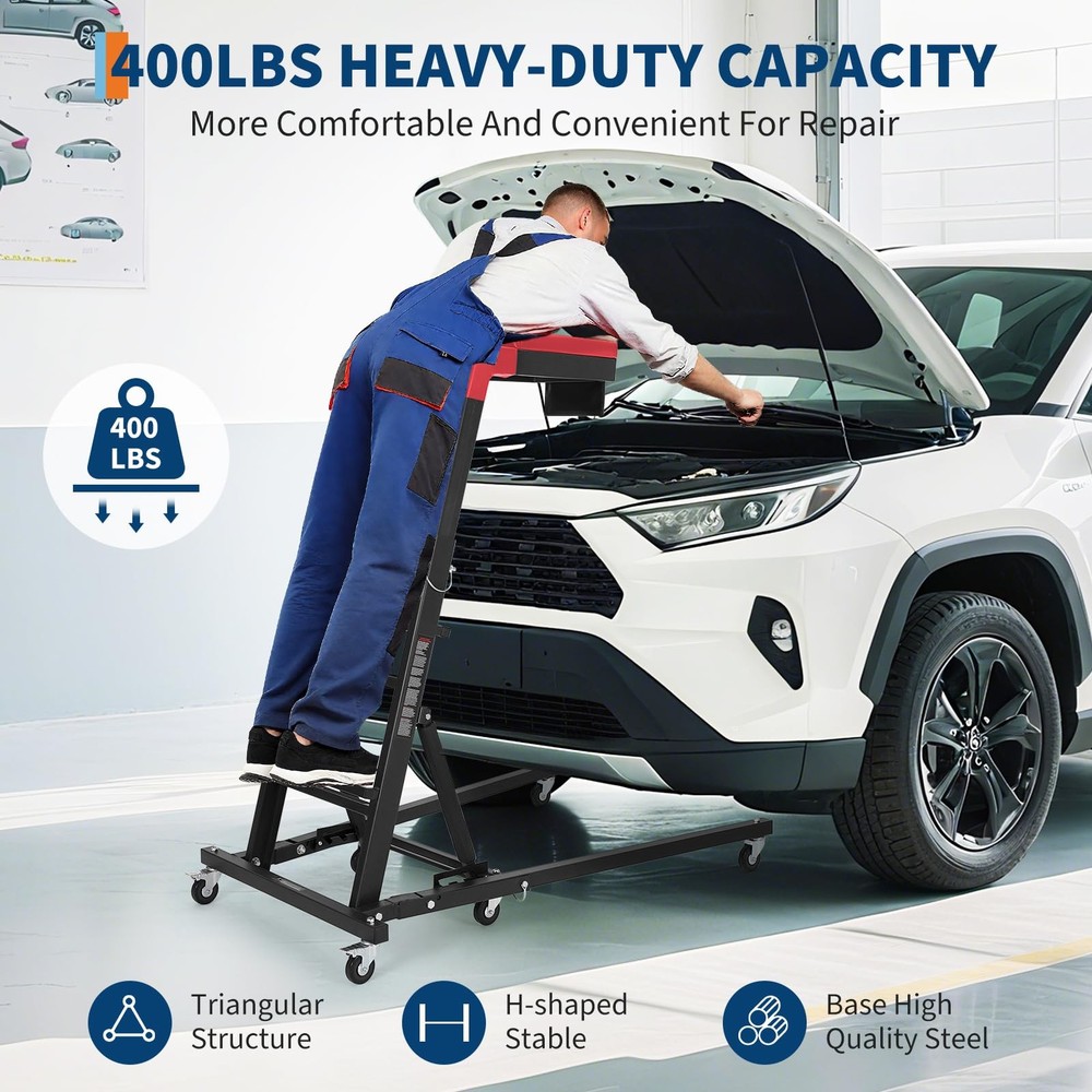 Topside Automotive Engine Creeper ,Adjustable Foldable Creeper with Padded Deck