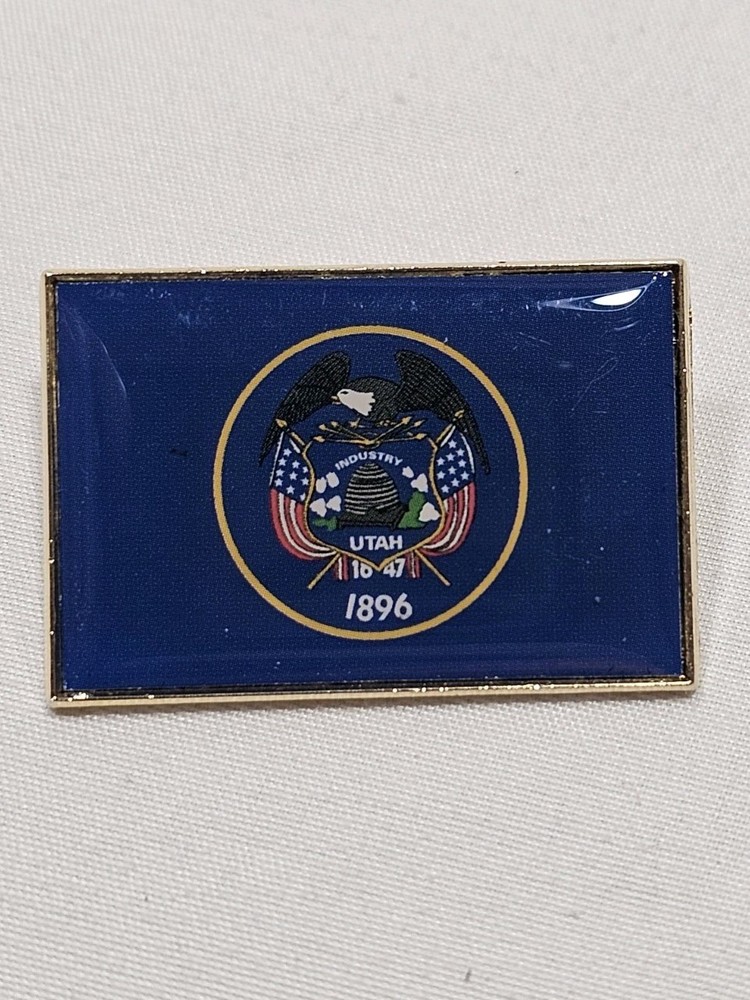 Vintage Utah State Flag 1896 Behive Bald Eagle Lapel Hat Pin