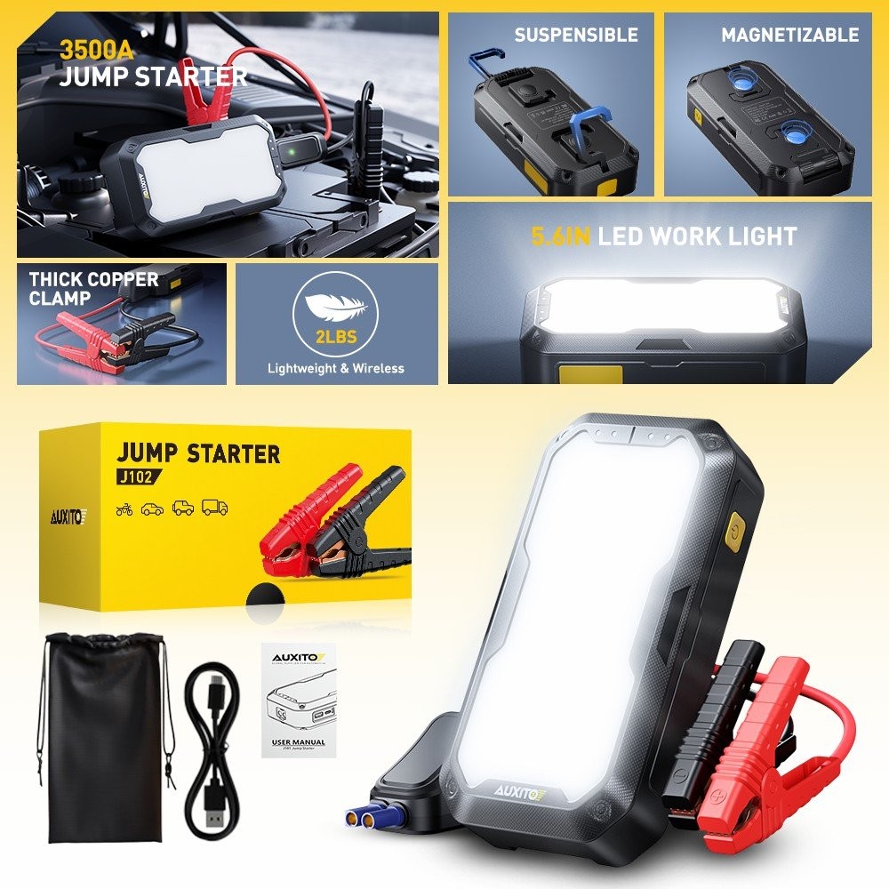 Multi-functional Emergency Car Starter Fast-Charging 12V 10400mAh Portable USB P