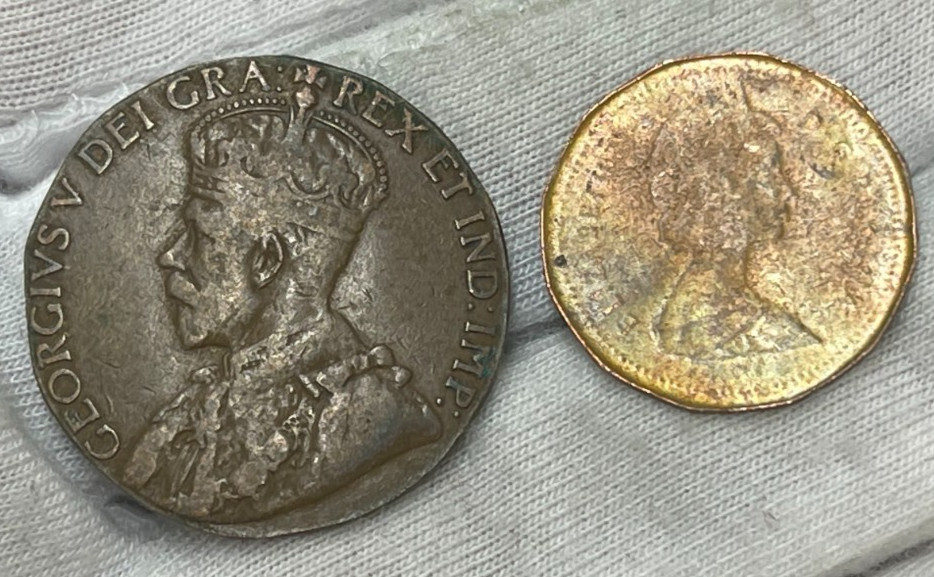 Early Canada 2 Coins lot Mint Error? Damaged? Unknown