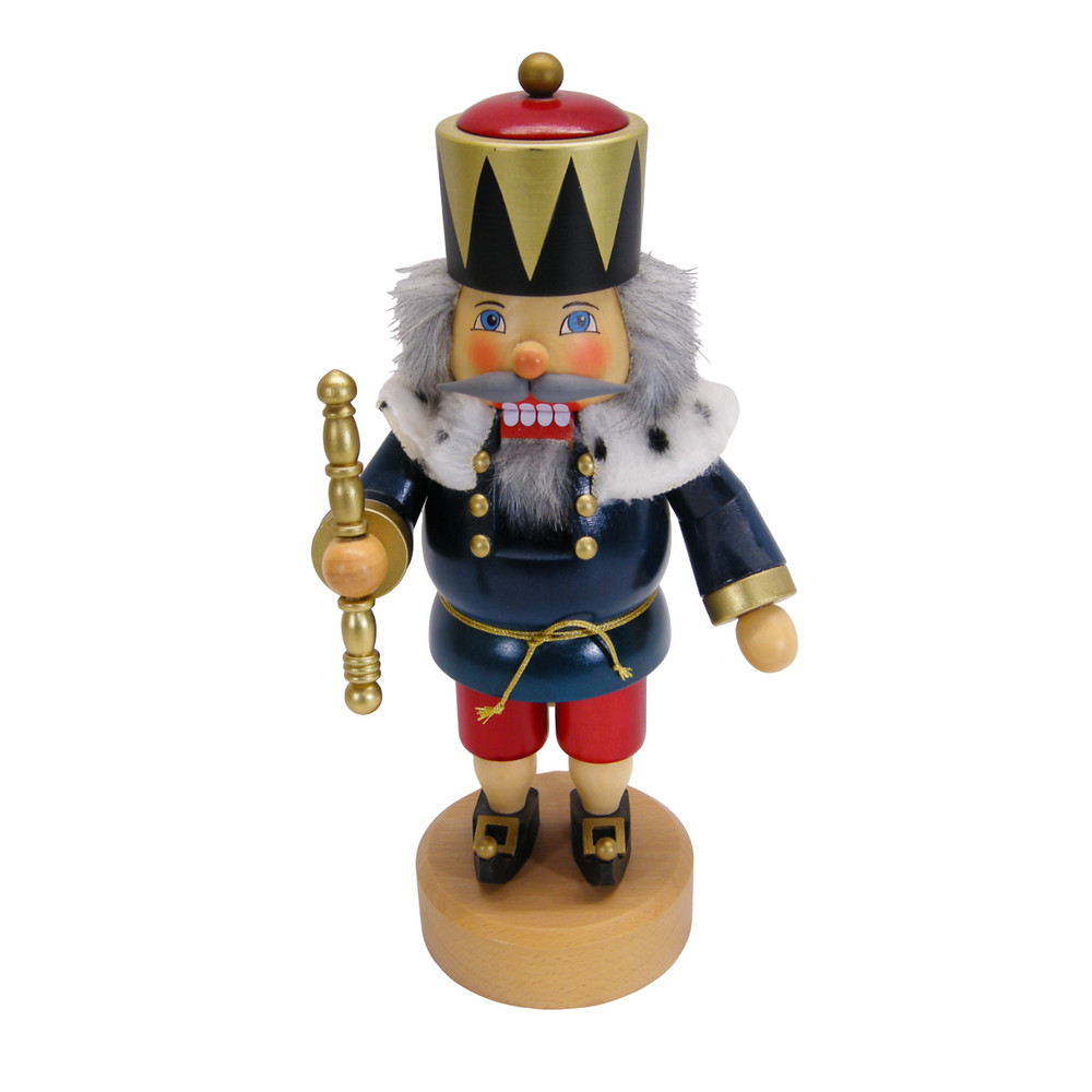 Seiffener Nutcracker Blue King Crown Scepter German Nutcracker 13" - VGC
