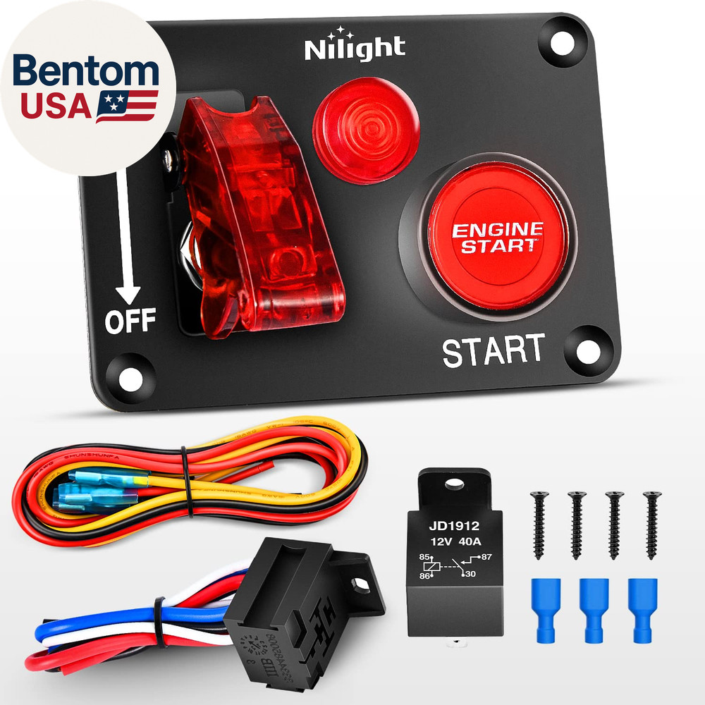 Ignition Switch Panel 12V 2 in 1 Rocker with Engine Push Button Toggle Switches