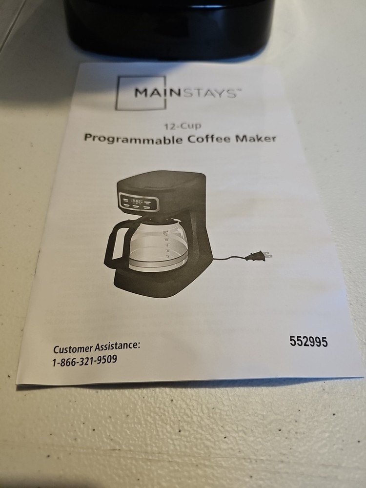 Coffee Maker, New, Open Box Mainstays 12 Cup Programmable