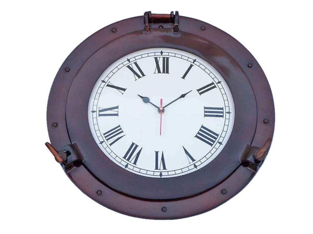 Antique Copper Decorative Ship Porthole Clock 17"