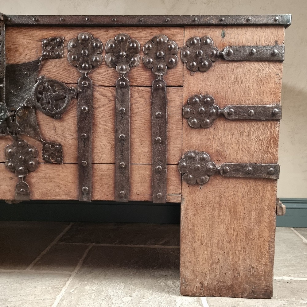 A 16th Century Iron Bound Coffer.