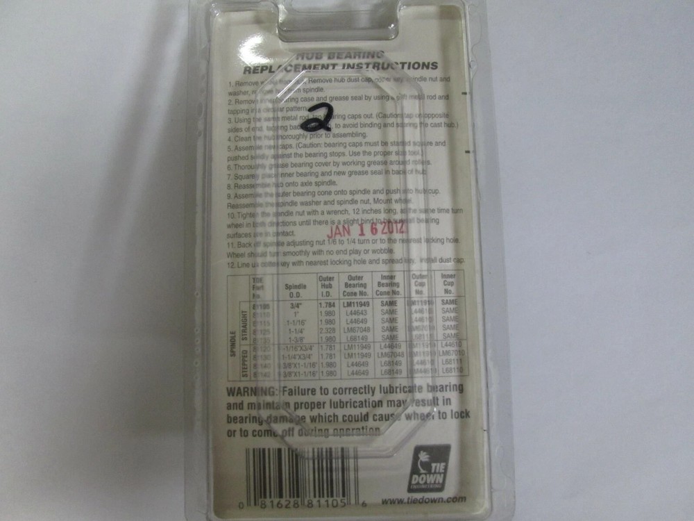 Tie Down Engineering 81105 Replacement Bearing Kit