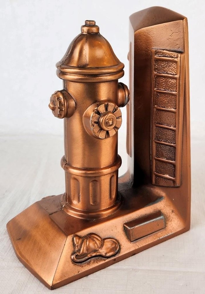 (1) Single Fireman's Fire Hydrant Bookend w/ Copper Finish - 7.25" Tall