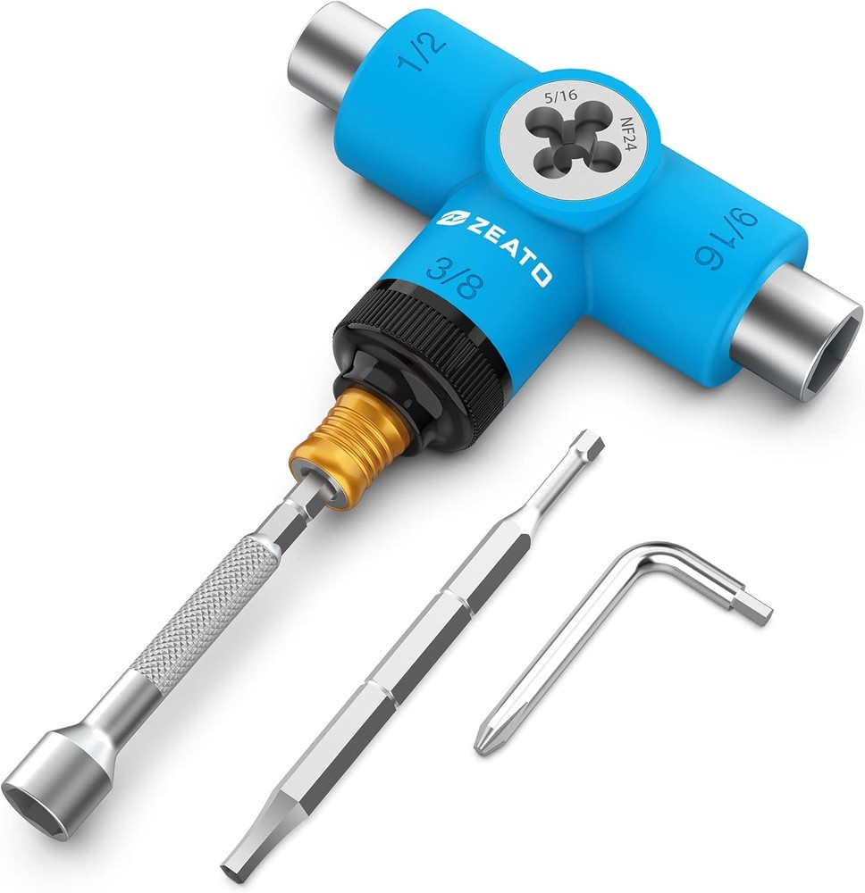 All-in-One Skateboard Tool Multi-Function T-Tool w/ Allen & Phillips Keys