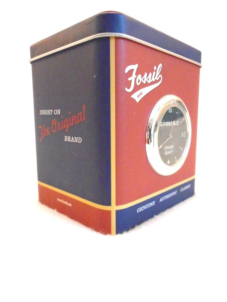 Fossil Knick Knack Passcase Tin Desk Clock