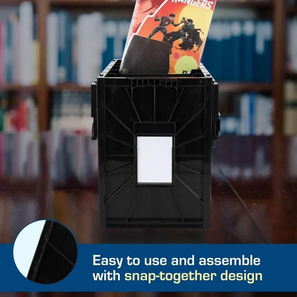 (5ct) BCW BLACK Short Comic Book Bin Heavy Duty Acid Free Plastic Stackable Box