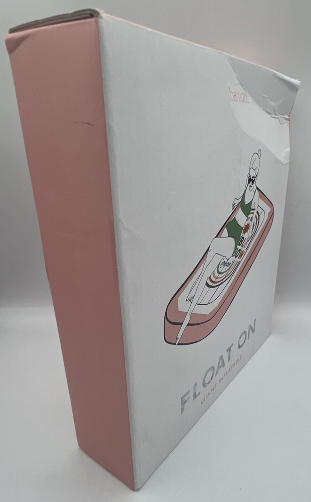 Float On Giant Pink White Inflatable-bando 38”x60”, Includes Patch Repair