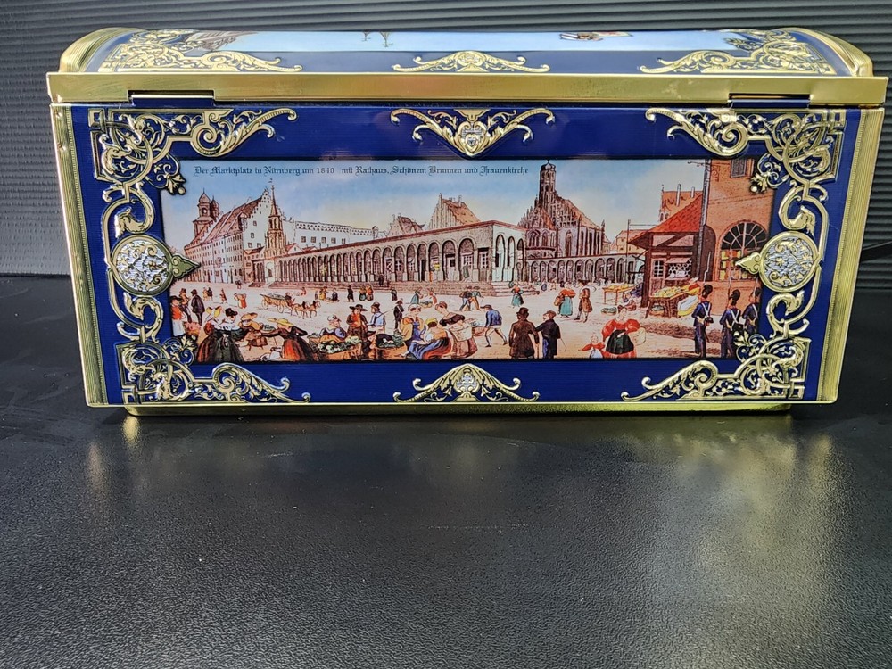 Lebkuchen-Schmidt Made in Germany Rounded Lid Tin Box Blue