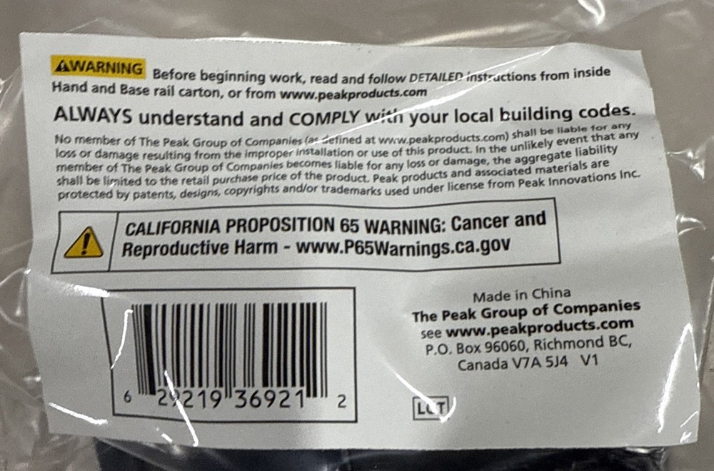 PEAK Aluminum Railing Wall Bracket Kit - 3 Pack