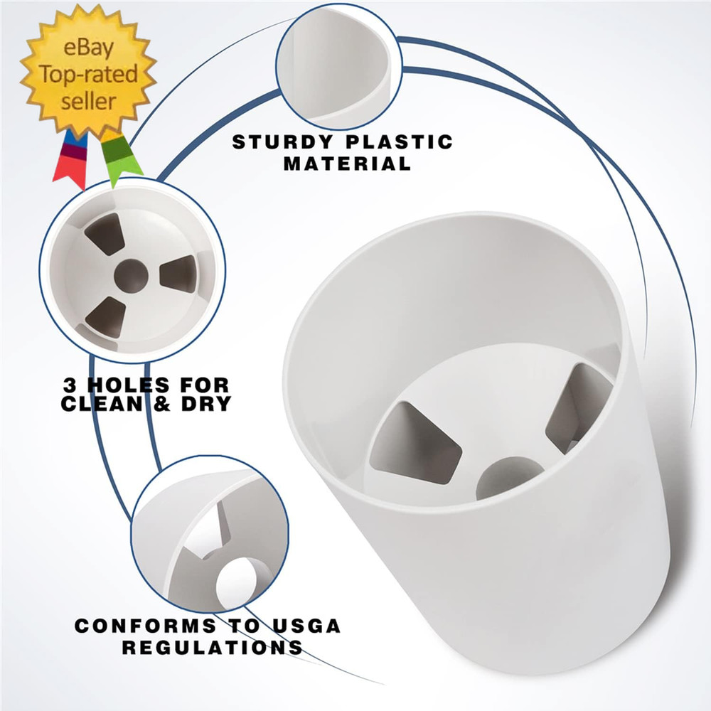 2PCS Golf Hole Cup,Abs Ivory White Plastic Golf Cups,Dimension 4"Depth,Diameter