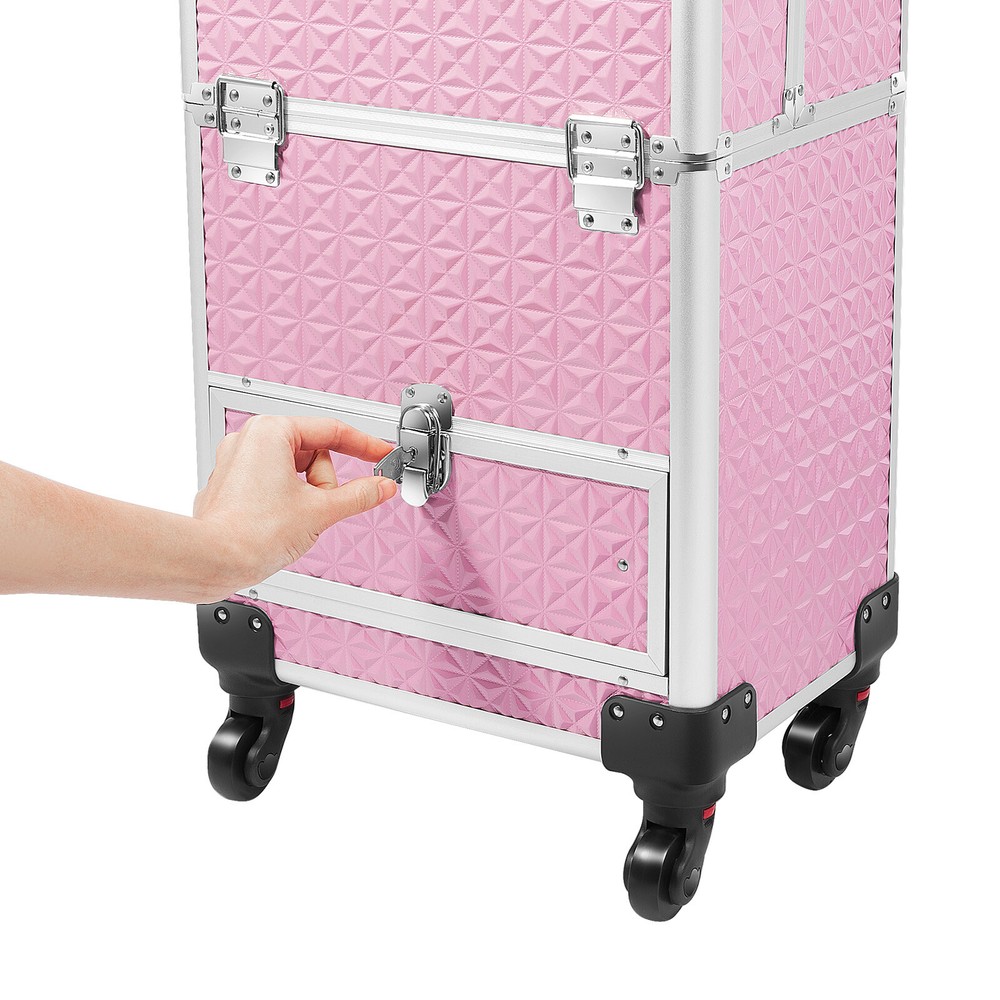 Professional Rolling Makeup Train Case Cosmetic Trolley Organizer Makeup Case