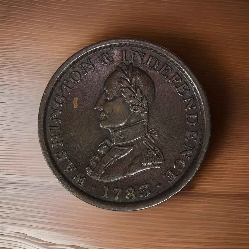 1783 Large Bust Washington & Independence Cent, XF+/AU, Solid Piece