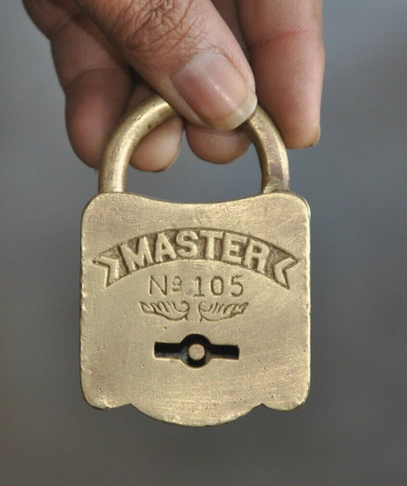 2 Pc Vintage Brass Unique Shape Handcrafted Master & Empire Engraved Padlocks