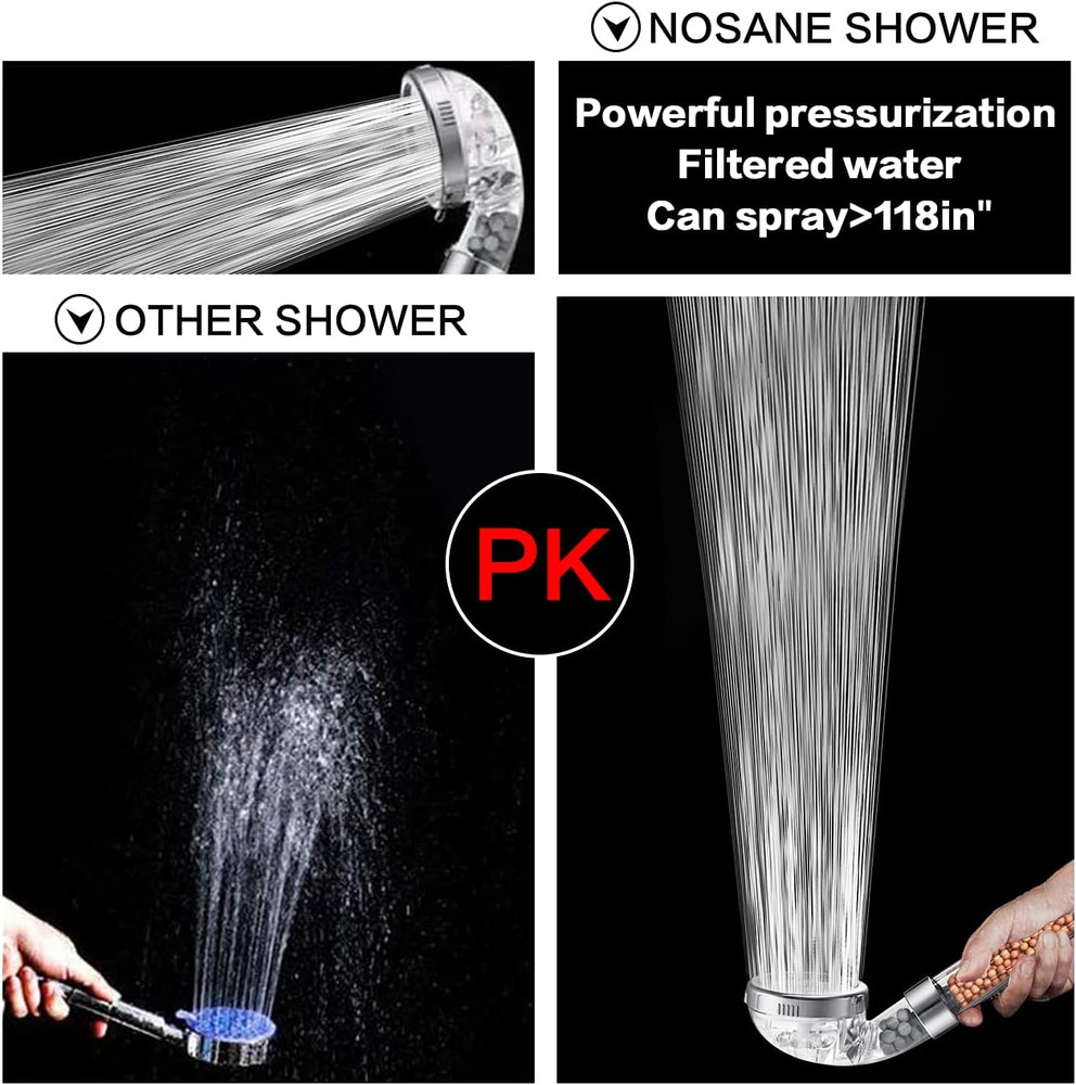 Shower Head, Filter Filtration High Pressure Water Saving 3 Mode Function Spray