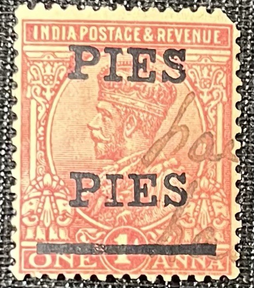 India - 1921 “pies Pies” Error Stamp # 104b