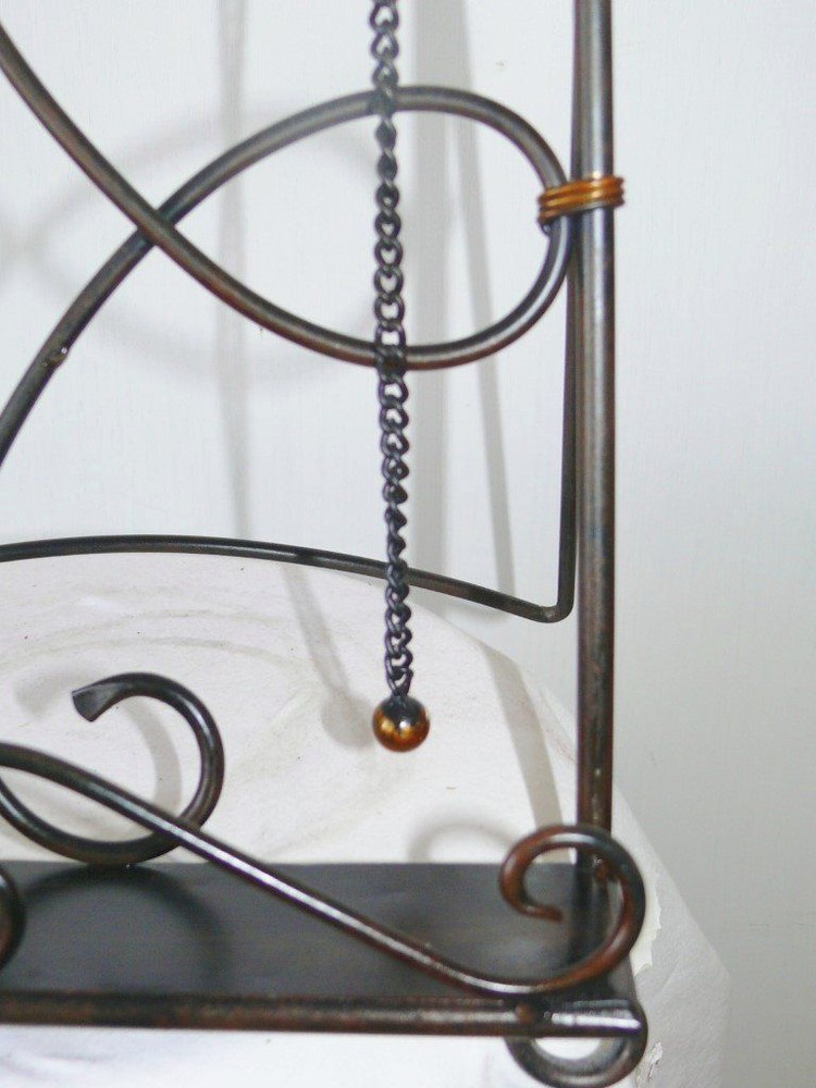 Metal Bronze Finished Scroll Cookbook Book Stand with Weights & Front Guard