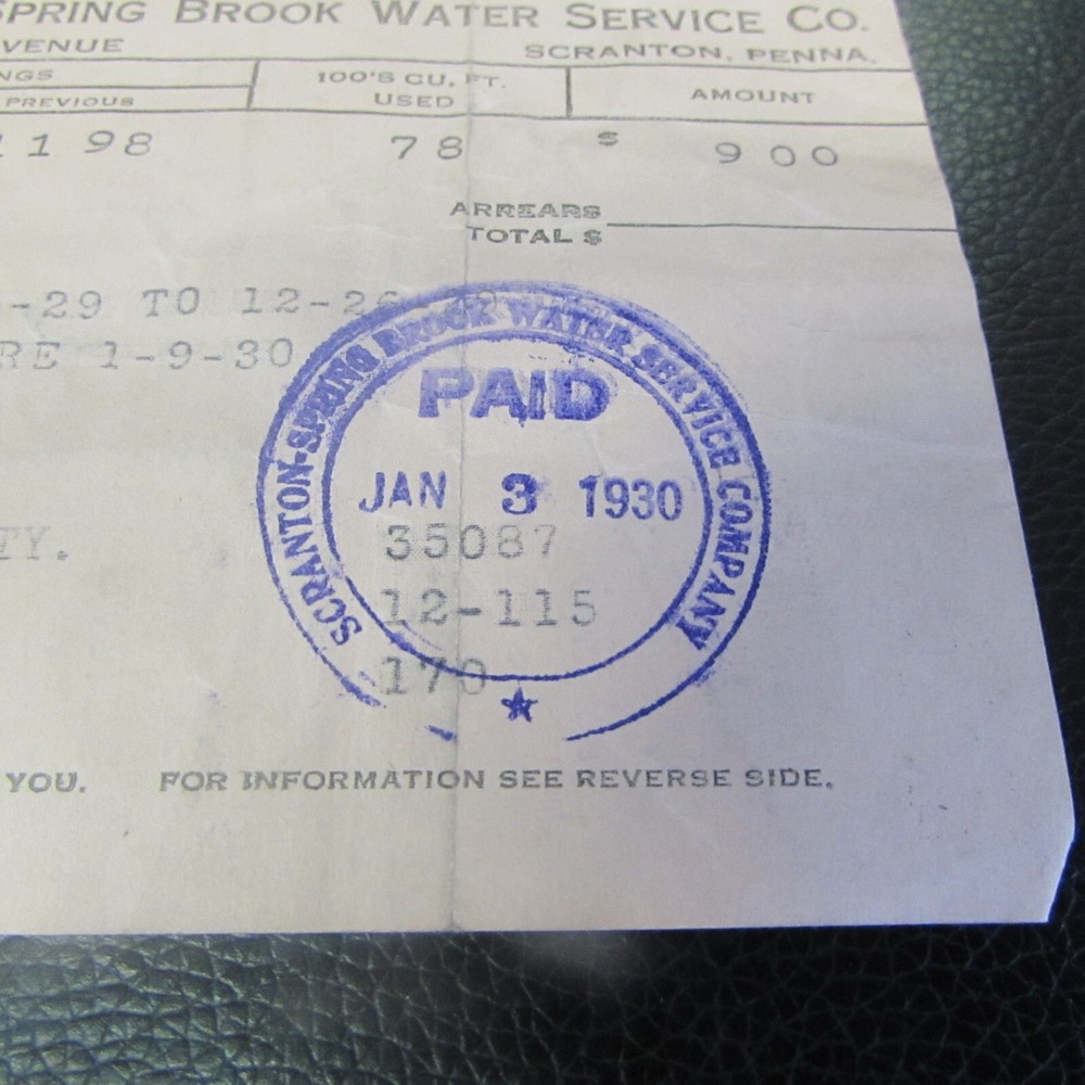 1929 SCRANTON - SPRING BROOK WATER SERVICE - GAS DIVISION - MAGIC CHEF GAS RANGE