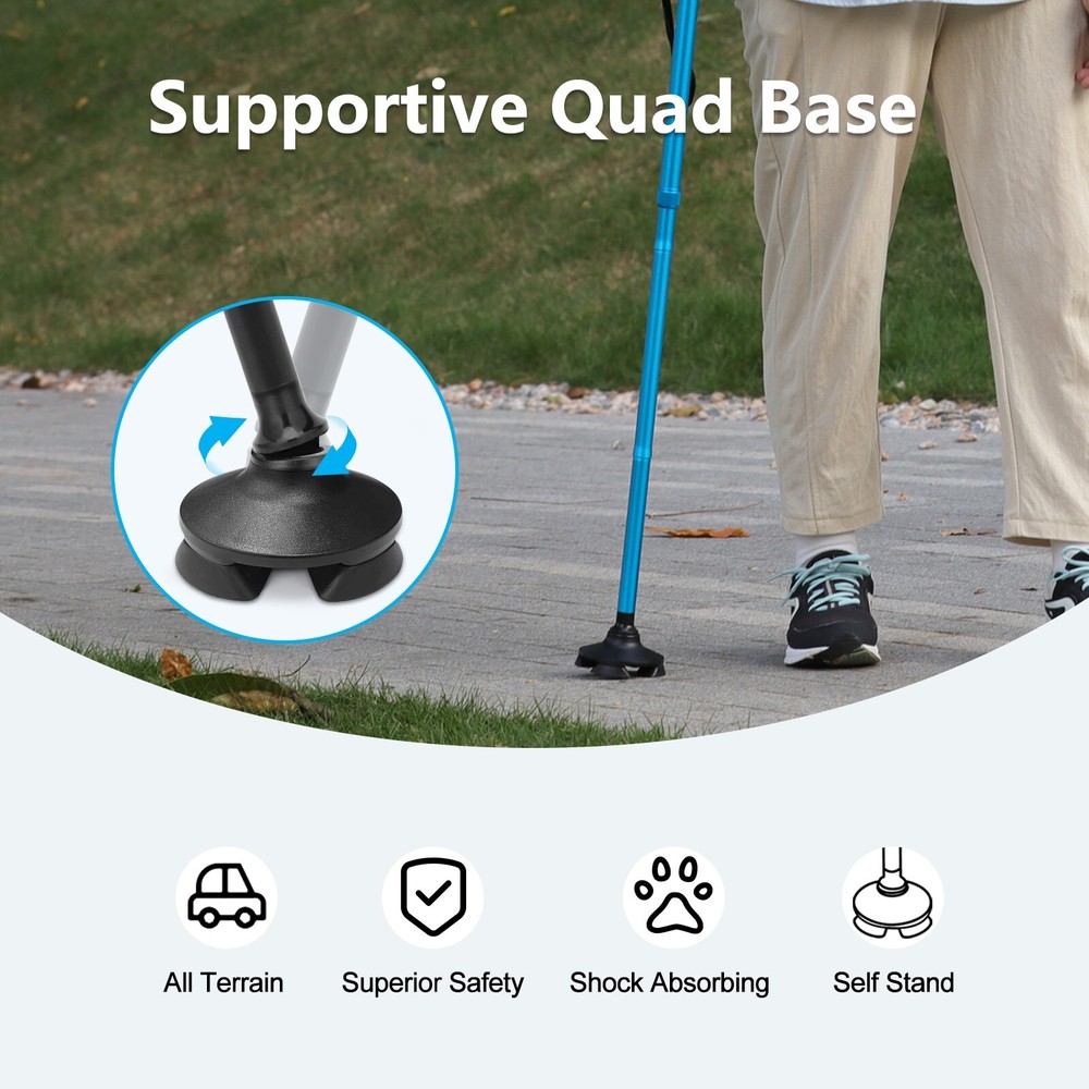 Adjustable Folding Walking Cane,Lightweight Heavy Duty Sticks Pivot Tip