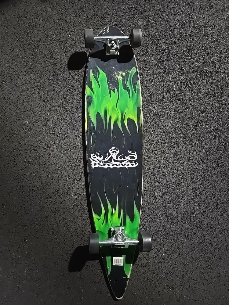 Krown - Pin Tail Green Flame Longboard