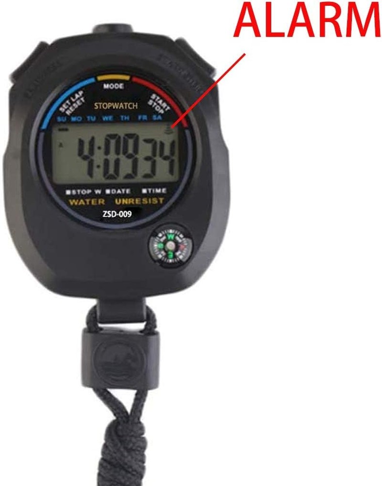 6 Pack Multi-Function Electronic Digital Sport Stopwatch Timer, Large Black