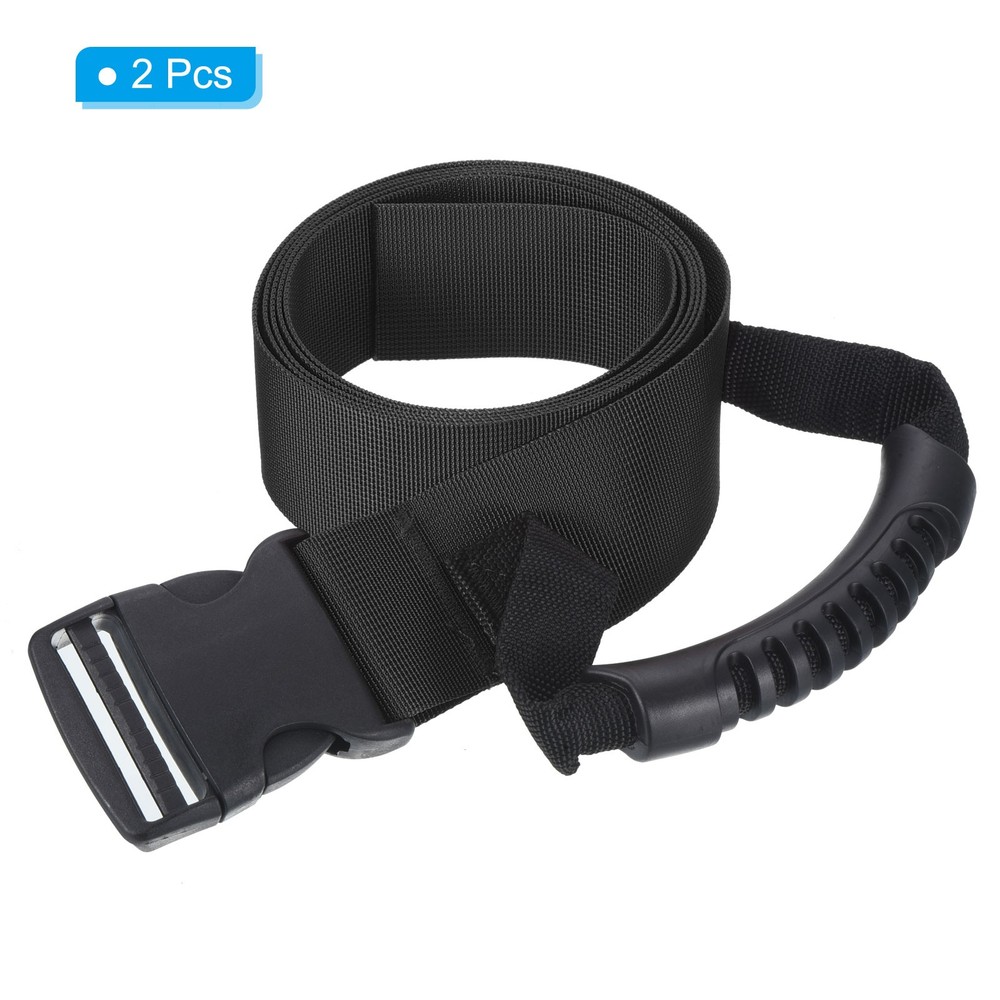 Carrying Strap with Handle, 2 Pack Adjustable Nylon Belt for Moving Boxes, Black