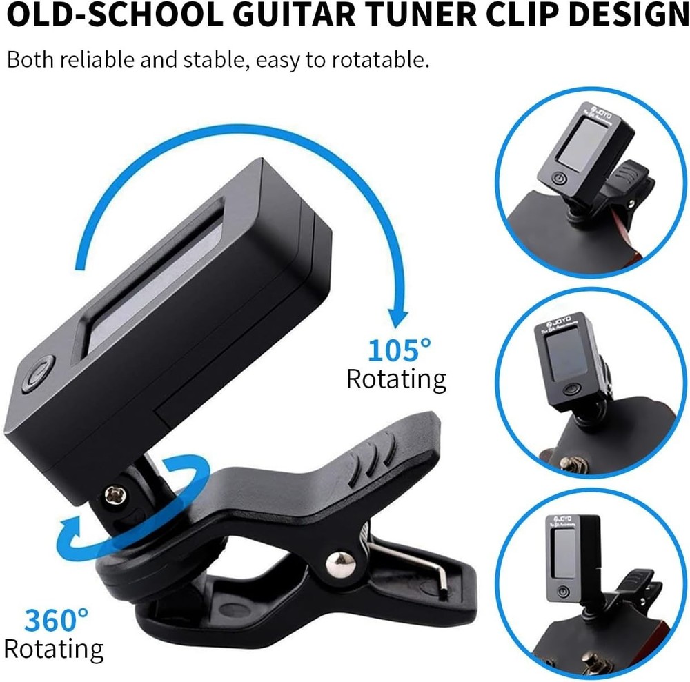 Precision Clip-On Digital Tuner with Automatic Shutdown for Musicians - Black