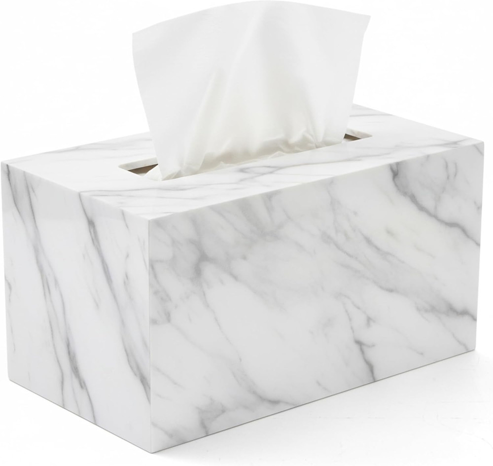 Rectangular Acrylic Marble Tissue Box Cover - Kleenex Compatible Holder