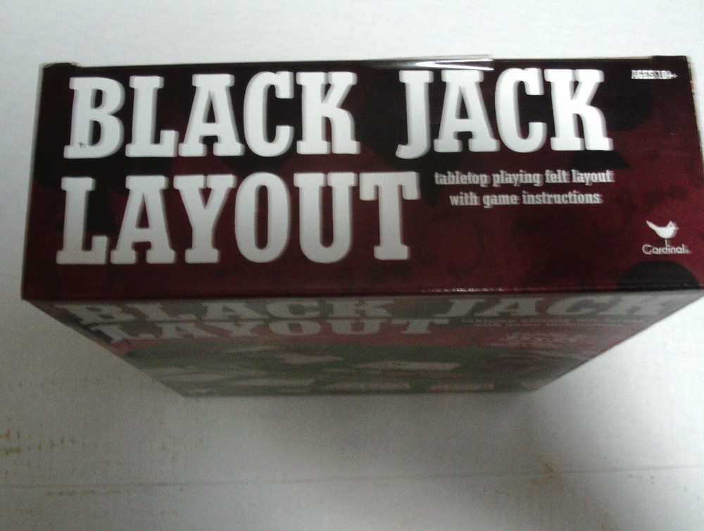 Black Jack Layout Tabletop Playing Felt Layout with Game Instructions 35 X 35