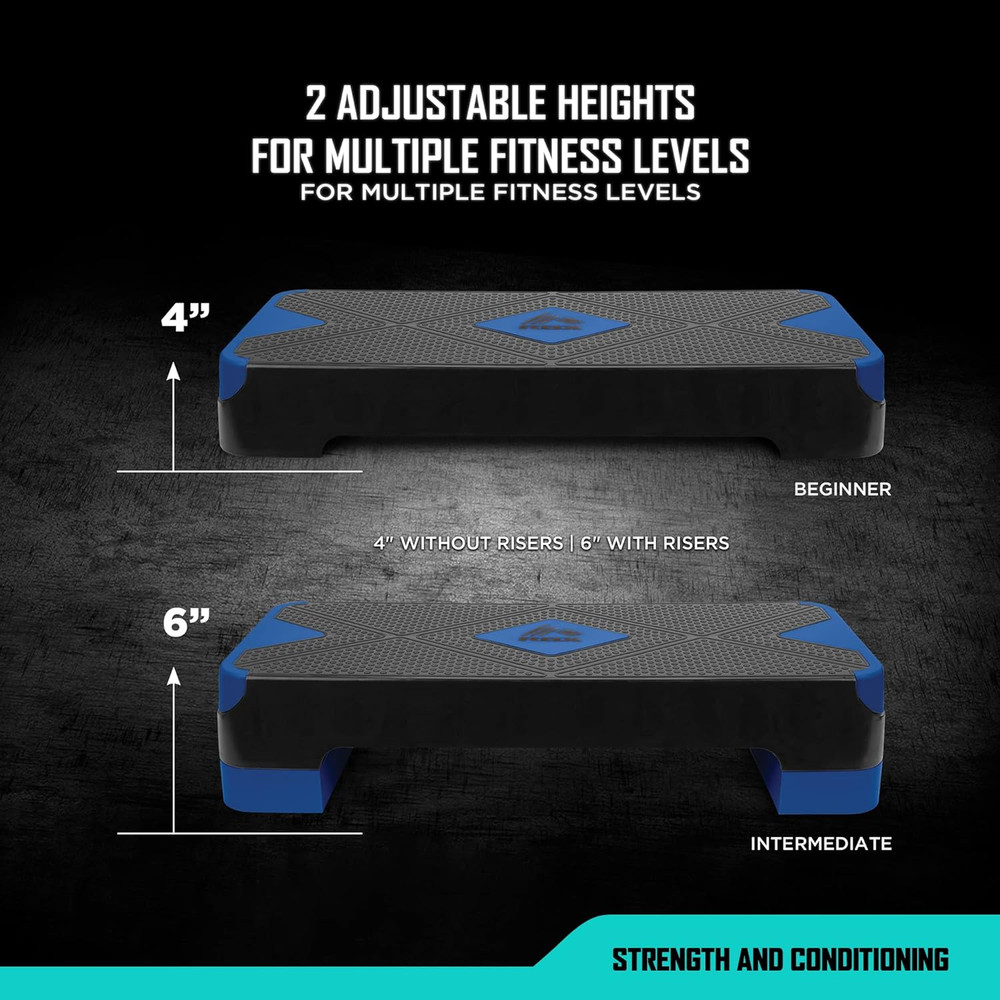 Aerobic Step Platform with Non-Slip Textured Surface -2-Level Adjustable Stepper