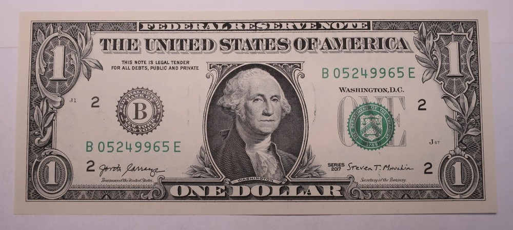 $1 Dollar Ink Bleed Through Error Seal Printed Low Uncirculated Note