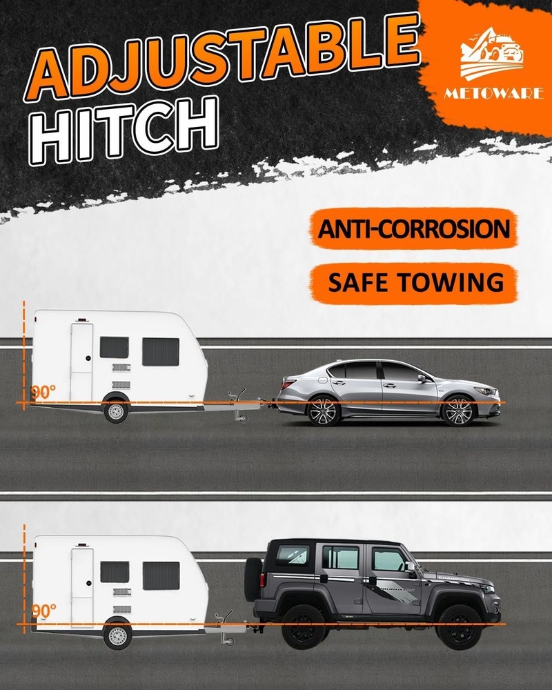 METOWARE Adjustable Trailer Hitch Ball Mount, 2" Towing 7500 LBS, black